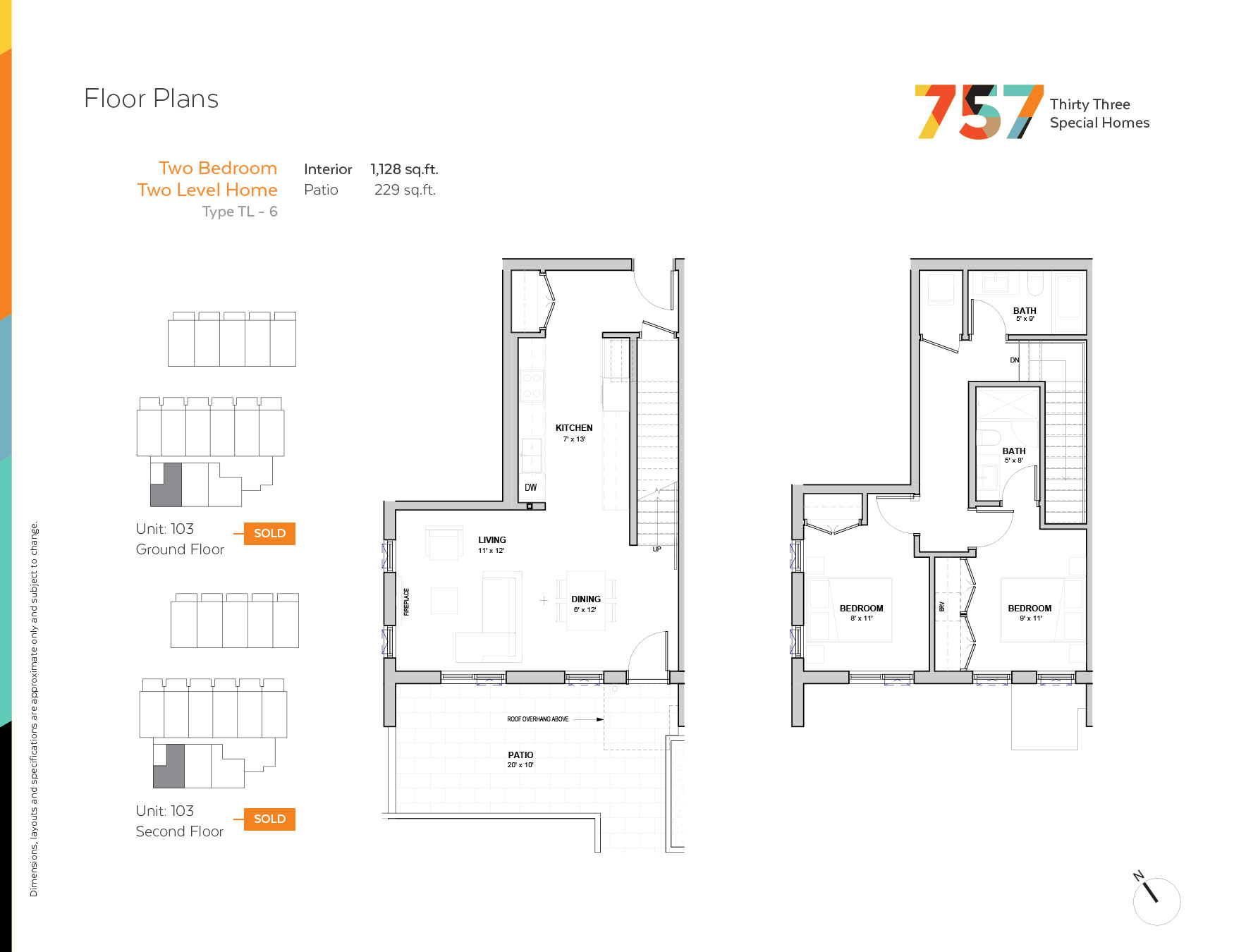 Two Bedroom Two Level Floor Plan