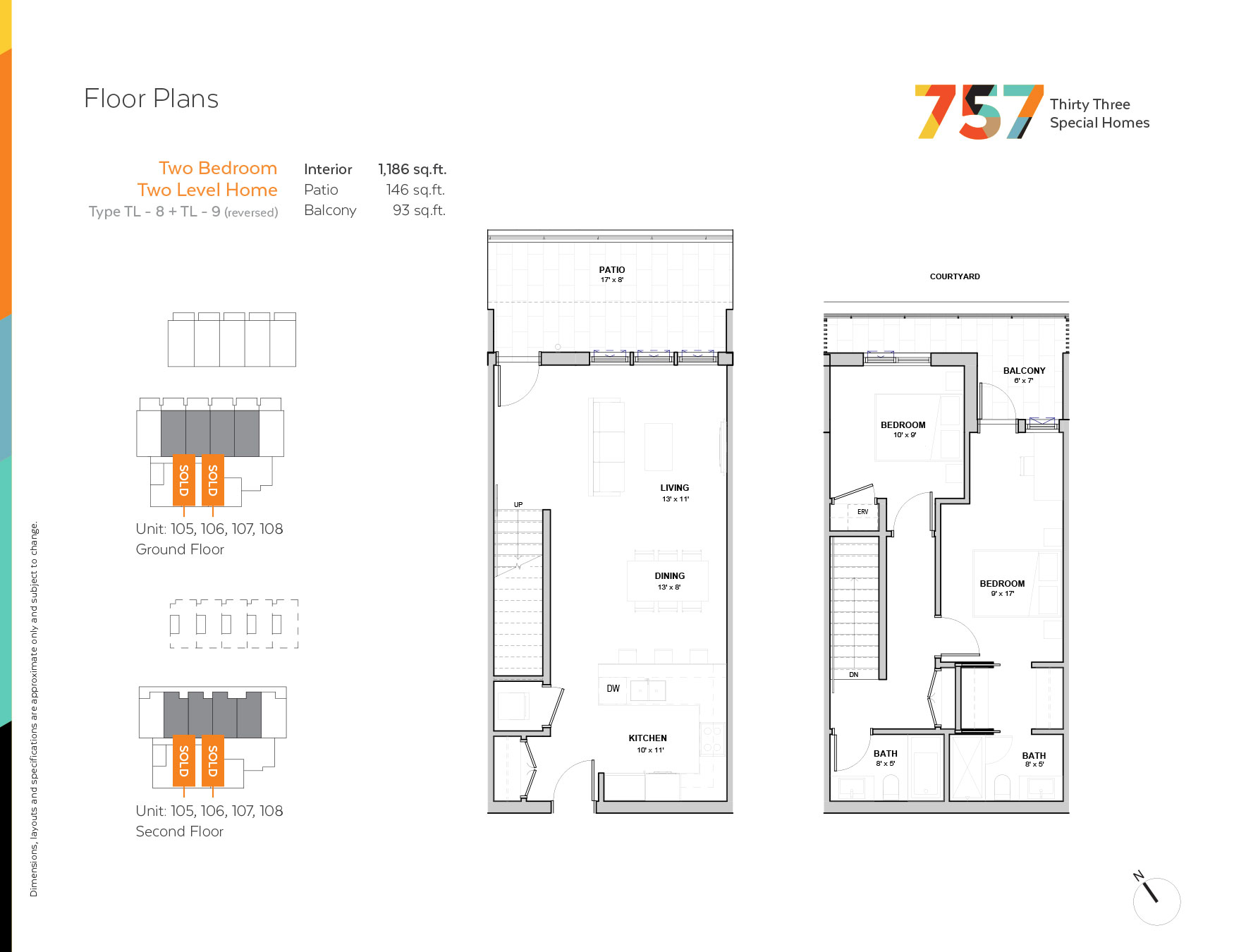 Two Bedroom Two Level Floor Plan